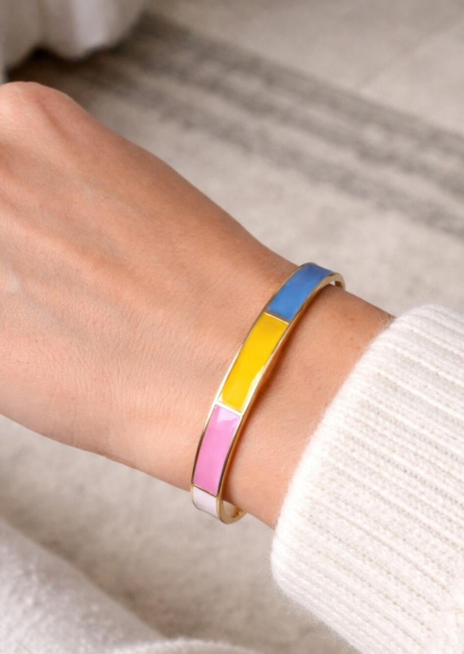 Colorful Enamel Bangle Hinge Bracelet New